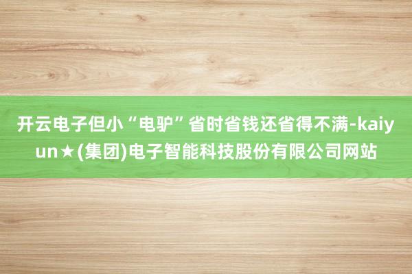 开云电子但小“电驴”省时省钱还省得不满-kaiyun★(集团)电子智能科技股份有限公司网站