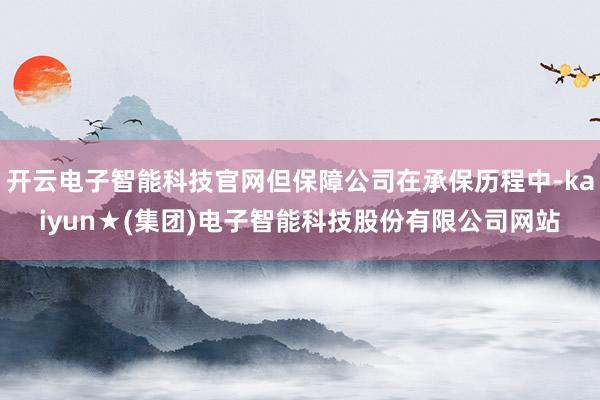 开云电子智能科技官网但保障公司在承保历程中-kaiyun★(集团)电子智能科技股份有限公司网站